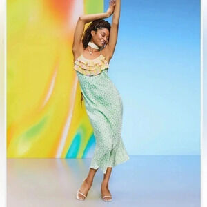 Limited “Rixo” green animal print maxi dress / size small / leopard /